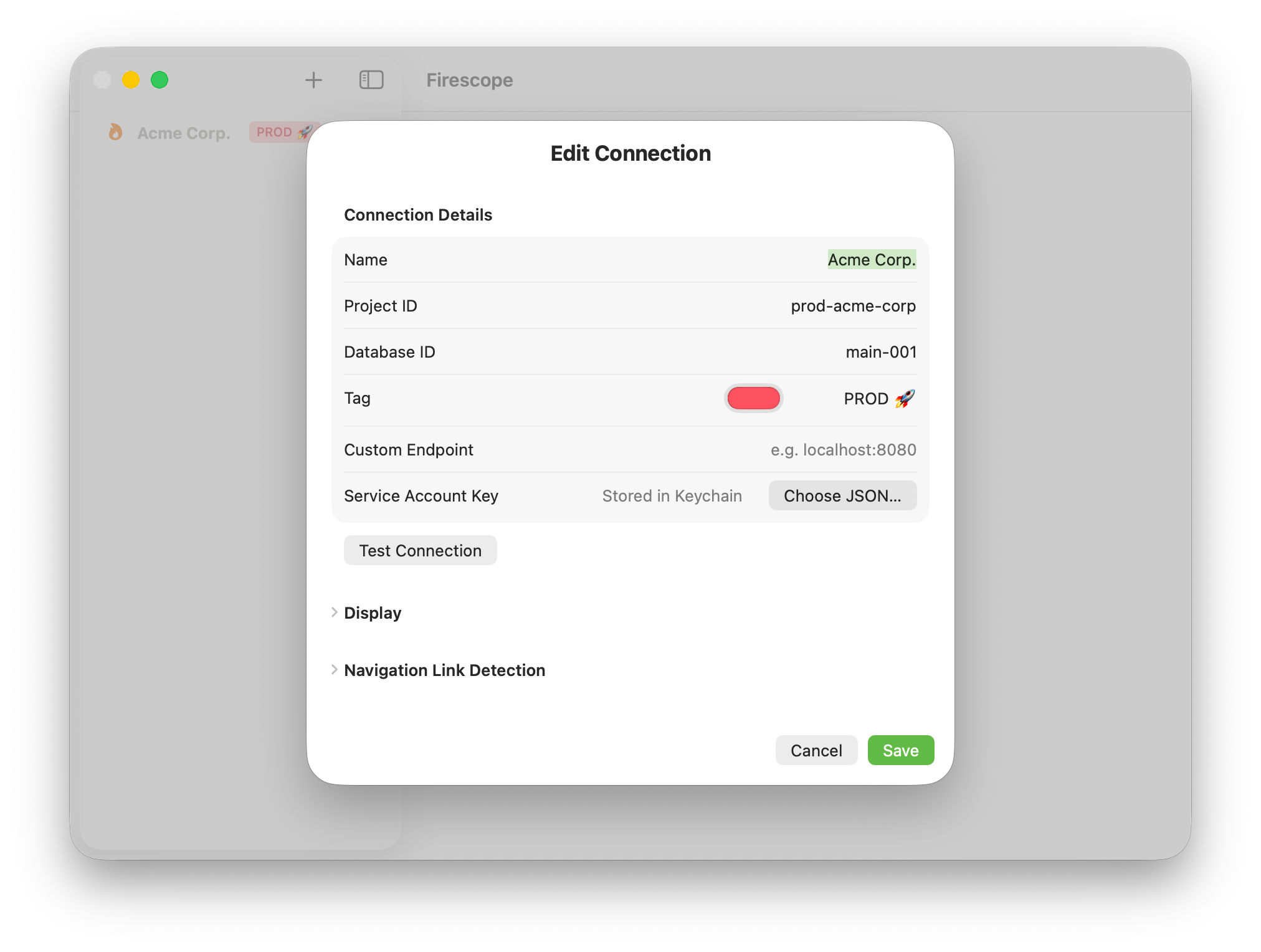 Firescope sidebar with color-coded columns