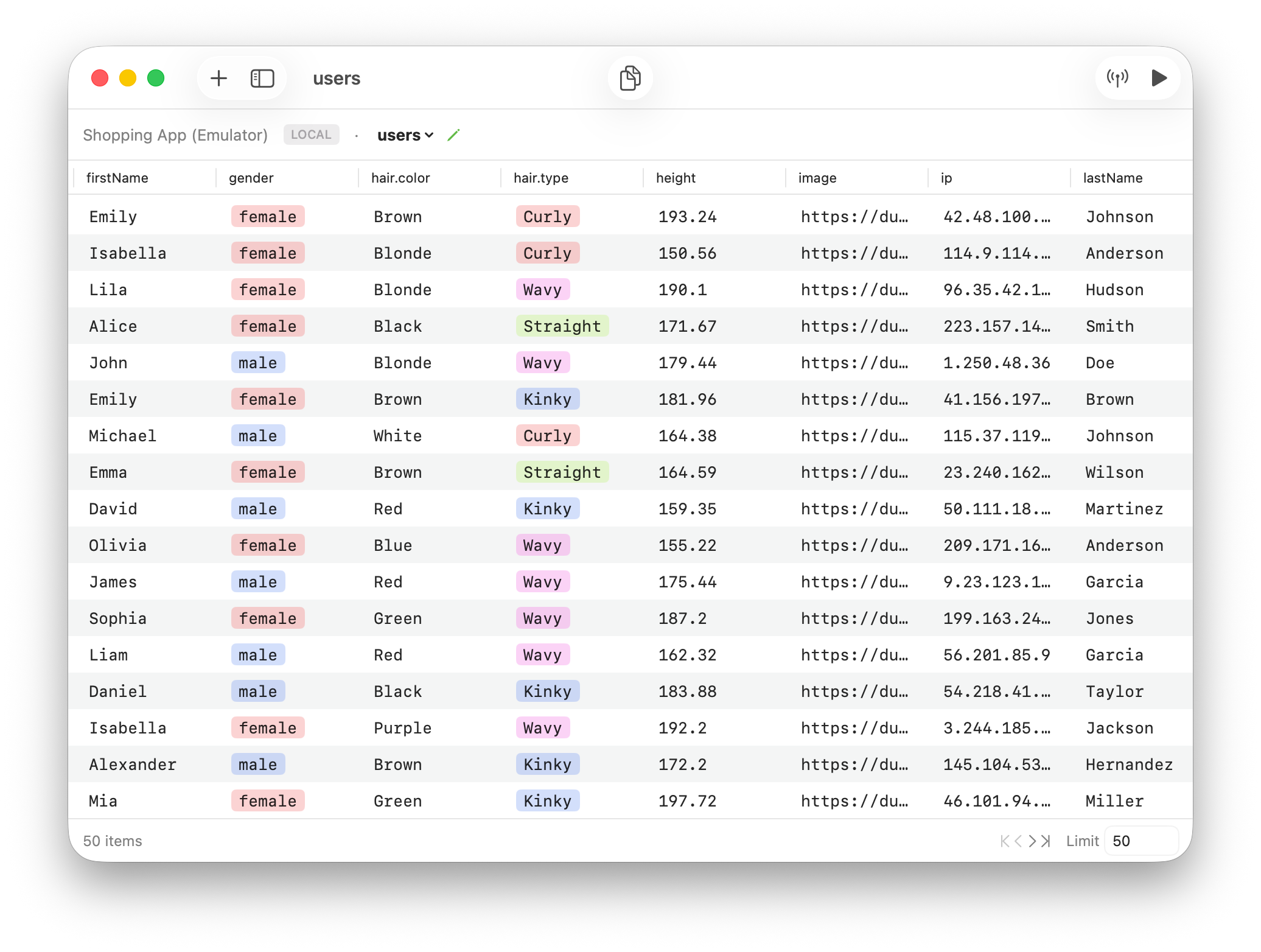 Firescope query view with expanded columns